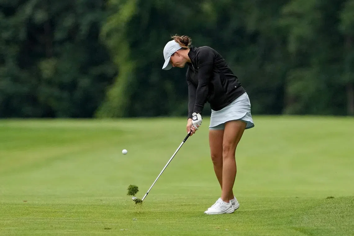 Linn Grant of Sweden plays a shot on the seventh hole during the first round of the Dana Open at Highland Meadows Golf Club.