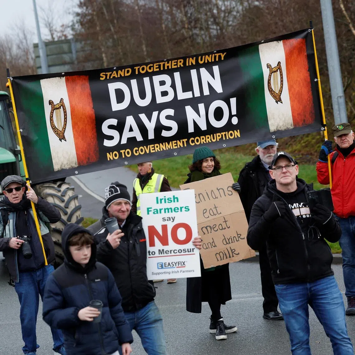 Tractors streamed into the roads of Athlone, in central Ireland, for the demonstration on Jan 10.