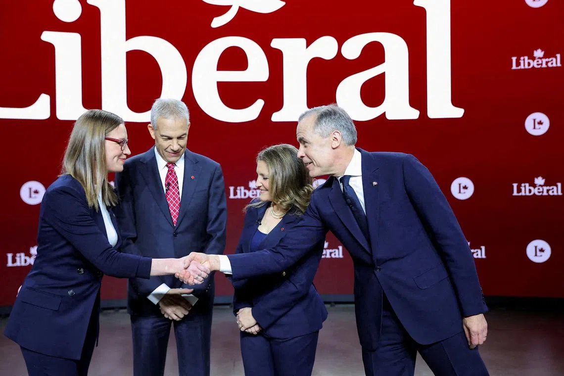 Canada's Liberal Party leadership candidates, Montreal, February 25, 2025. REUTERS/Evan Buhler