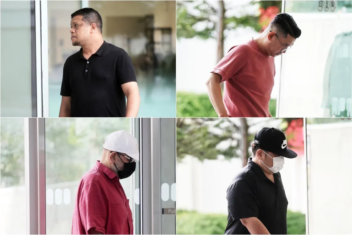 (Clockwise from top left) Mohamed Haron Hassan, Sufandi Ahmad, Kok Chiew Leong and Bijabahadur Rai Shree Kantrai are linked to a housing loan scam.
