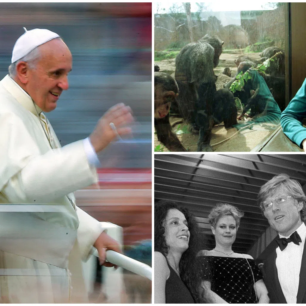 (Clockwise from left) Pope Francis, Jane Goodall and Robert Redford are among some of the notable figures who passed on in 2025.