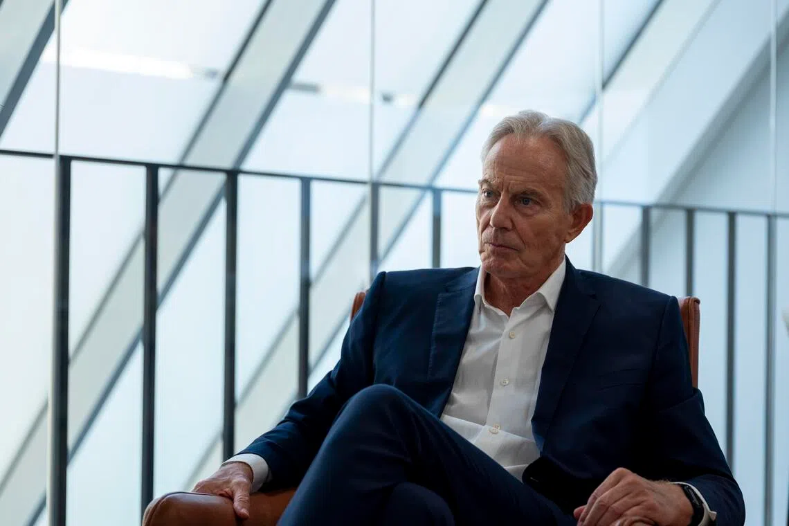 Former British prime minister Tony Blair of the United Kingdom in London on Sept. 3, 2024. For Blair, the Middle East is one of the most consistent, if contentious, chapters in a busy post-Downing Street career. (Andrew Testa/The New York Times)