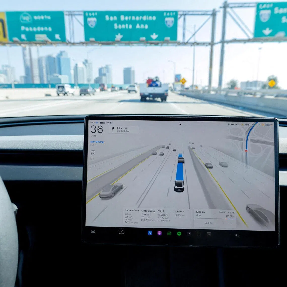 The driver was in a Tesla Model 3 and operating the car “with an automated driving assistance system”.