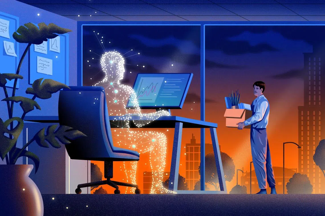 Ñ PHOTO MOVED IN ADVANCE AND NOT FOR USE - ONLINE OR IN PRINT - BEFORE 12:01 A.M. ET ON SUNDAY, JUNE 11, 2023 Ñ  The tally of how many jobs will be Òaffected byÓ world-changing technology like artificial intelligence is different depending on who you ask. (Glenn Harvey/The New York Times) Ñ FOR EDITORIAL USE ONLY WITH NYT STORY SLUGGED AI WORKFORCE BY SARAH KESSLER  FOR JUNE 11, 2023. ALL OTHER USE PROHIBITED. Ñ
