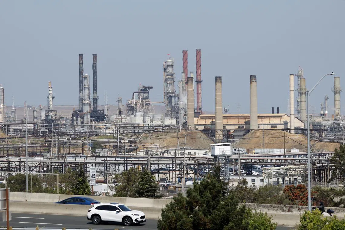 epa10870769 A view of the Chevron Richmond refinery in Richmond, California, USA, 19 September 2023. The State of California filed a lawsuit against the five largest oil gasoline companies, claiming big oil knew they were causing climate change and lied to cover it up, and then faulted the companies for climate change related storms and wildfires that caused billions of dollars in damage. The companies named in the lawsuit are Chevron, Exxon Mobile, Shell, BP and ConocoPhillips.  EPA-EFE/JOHN G. MABANGLO