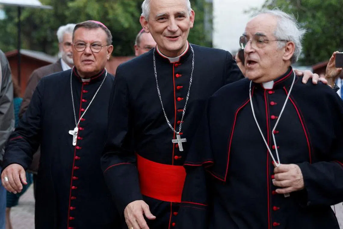 FILE PHOTO: Cardinal Matteo Zuppi, Pope Francis' envoy and President of Italian Episcopal Conference (CEI), leaves after a mass at the Cathedral of the Immaculate Conception in Moscow, Russia June 29, 2023. REUTERS/Maxim Shemetov/File Photo