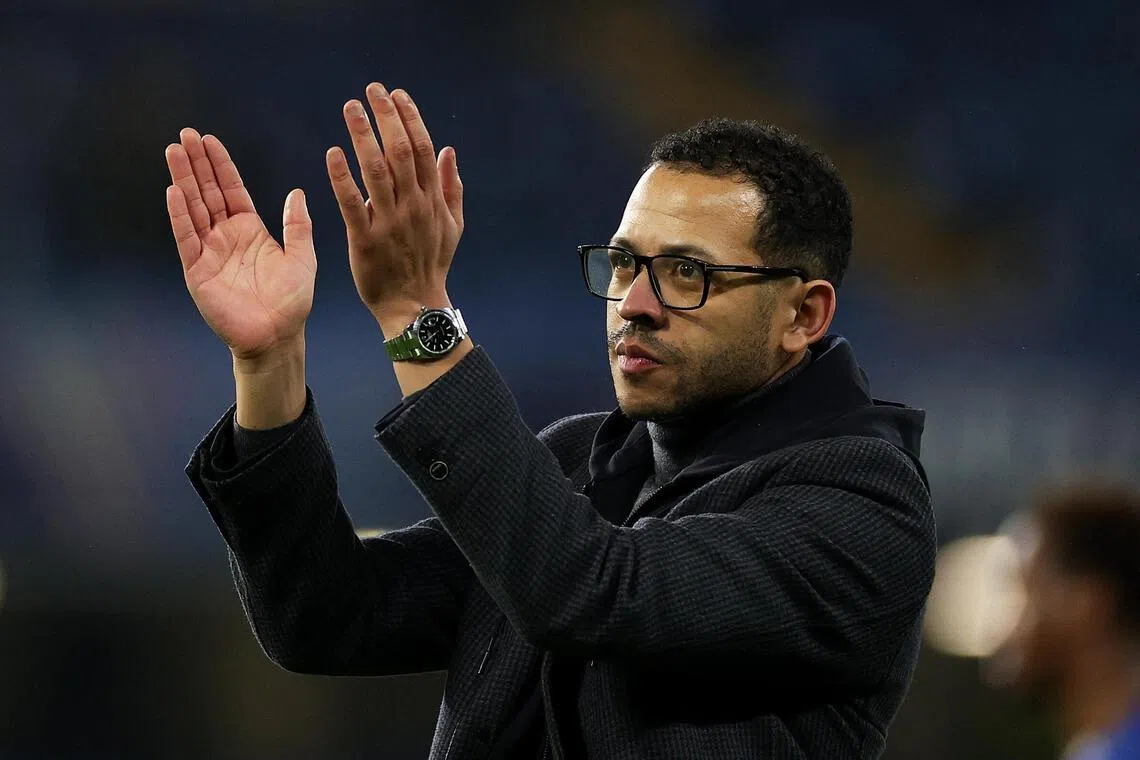 Chelsea manager Liam Rosenior applauding the fans after the Blues' 1-0 Champions League win over Pafos at Stamford Bridge on Jan 21. 