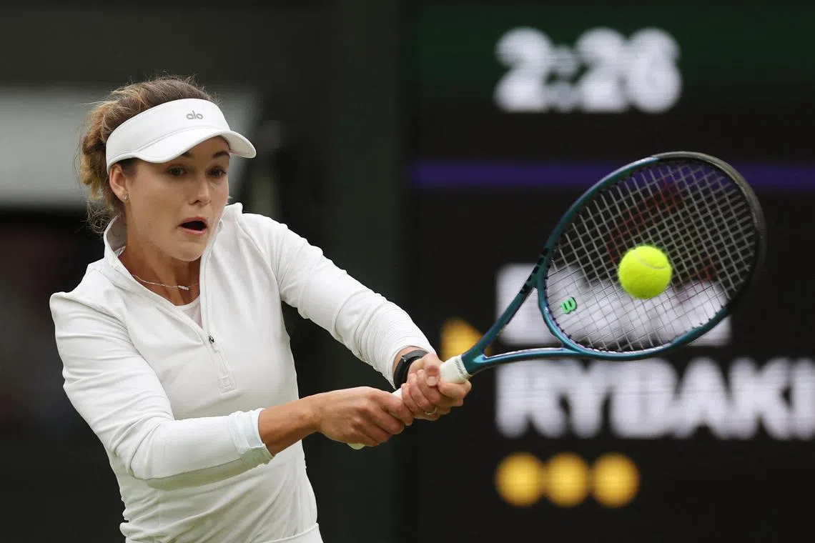 FILE PHOTO: Tennis - Wimbledon - All England Lawn Tennis and Croquet Club, London, Britain - July 8, 2024 Russia's Anna Kalinskaya in action during her fourth round match against Kazakhstan's Elena Rybakina REUTERS/Paul Childs/File Photo