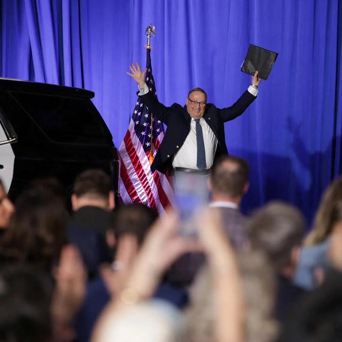 Former Maine Gov. Paul LePage attends a \"Protecting Taxpayer Dollars\" event, in Bangor, Maine, U.S., May 14, 2026. REUTERS/Taylor Coester