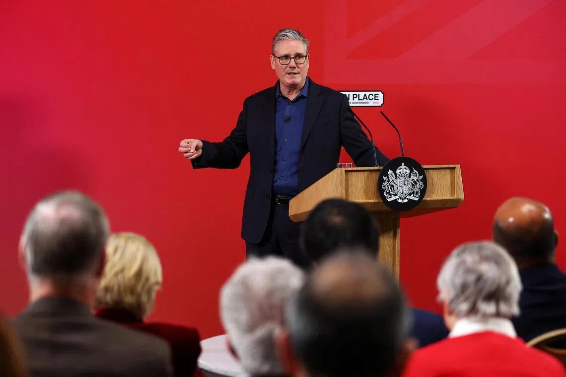 British Prime Minister Keir Starmer delivering a speech in St Leonards, Britain, on Feb 5, where he apologised for his appointment of former US ambassador Peter Mandelson.