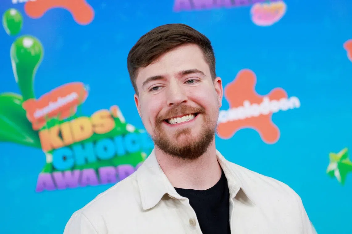 US YouTube personality Jimmy Donaldson, better known as MrBeast, arrives for the 36th annual Nickelodeon Kids' Choice Awards at the Microsoft Theater in Los Angeles on March 4, 2023. 