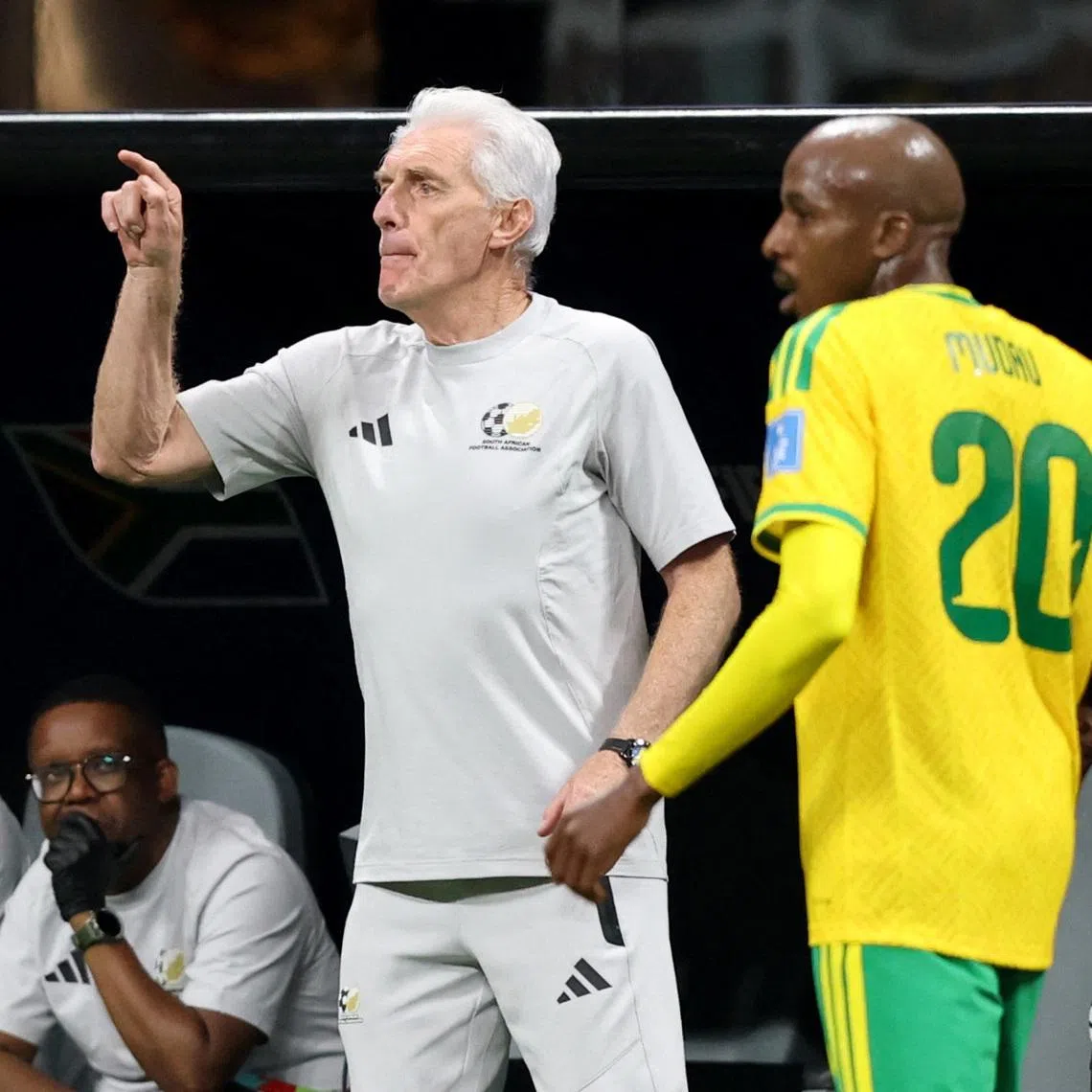 Soccer Football - FIFA World Cup 2026 - Group A - Czech Republic v South Africa - Atlanta Stadium, Atlanta, Georgia, U.S. - June 18, 2026 South Africa coach Hugo Broos reacts IMAGN IMAGES via Reuters/Brett Davis