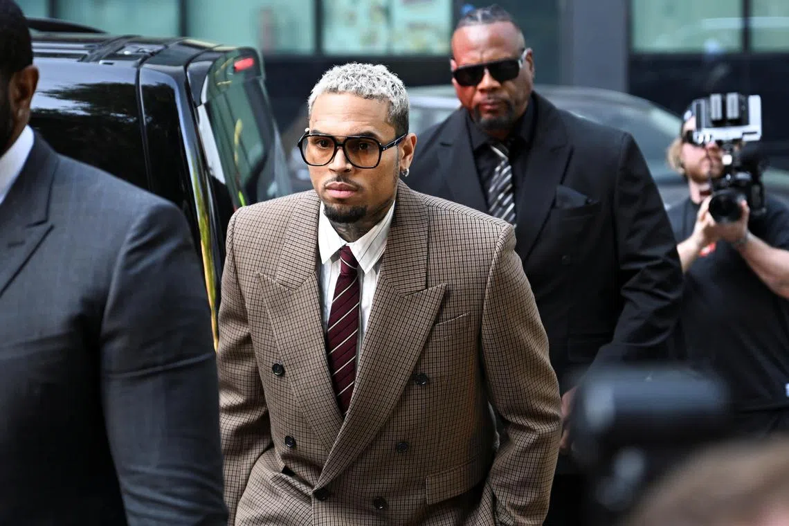 US singer Chris Brown arriving at Southwark Crown Court in London, Britain, on July 11.