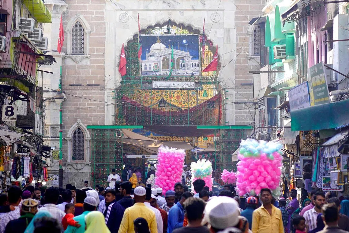 Pilgrims visiting the site of the tomb of Sufi saint Khwaja Moinuddin Chishti in Ajmer, Rajasthan, on Nov 28. 