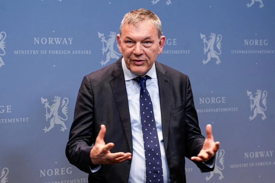 Commissioner-General of the United Nations Relief and Works Agency for Palestine Refugees in the Near East (UNRWA), Philippe Lazzarini, speaks to the press after a meeting with Norway's Foreign Minister Espen Barth Eide, in Oslo, Norway, January 14, 2025. Terje Pedersen/NTB/via REUTERS/File Photo