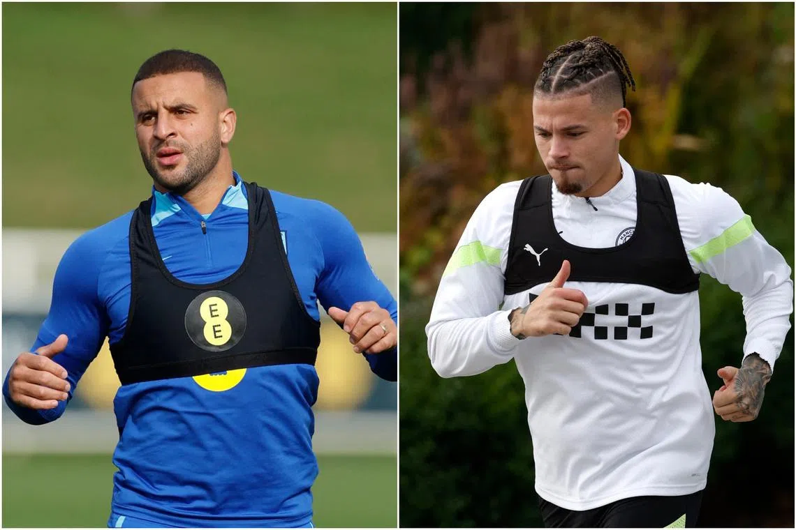 Kyle Walker (left) underwent groin surgery in early October while Kalvin Phillips has been sidelined due to a shoulder problem.