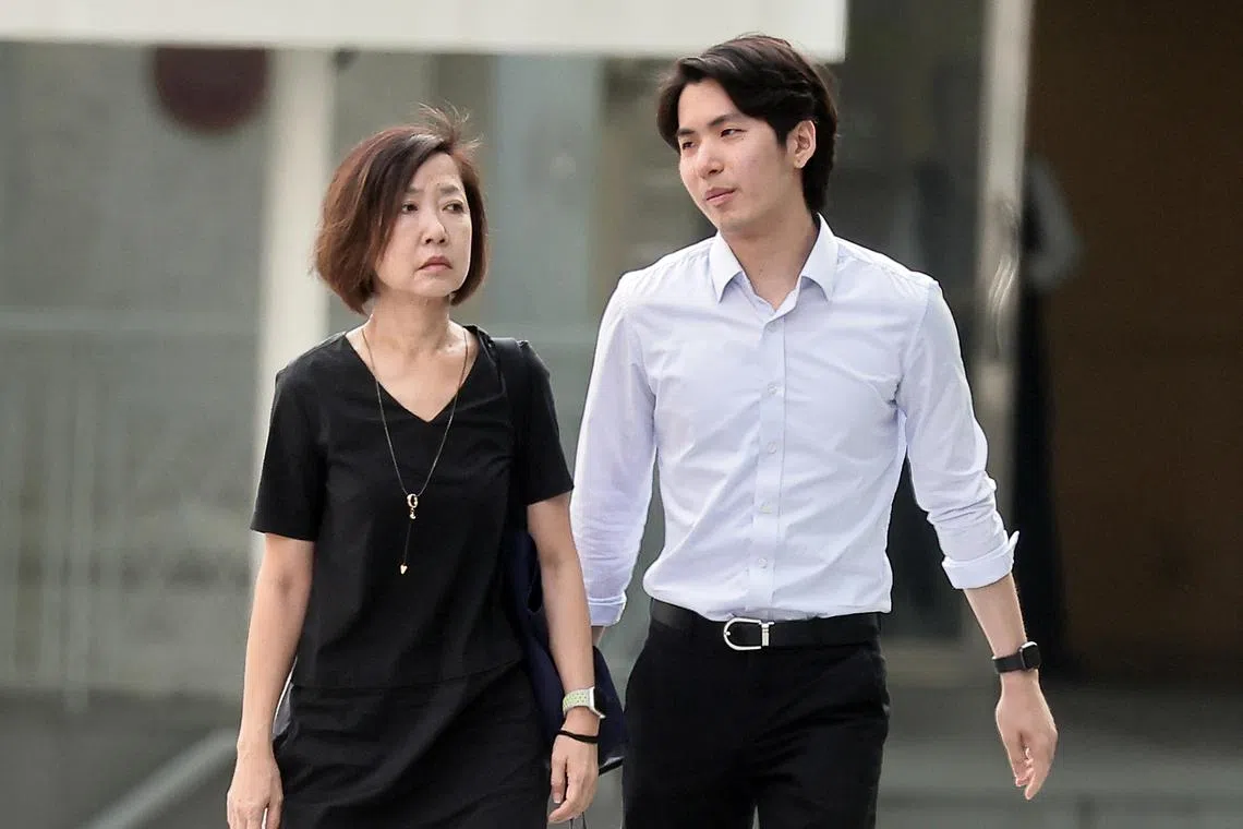 Ng Chiew Yen (left) and Keith Tan Kai Wen arriving at State Courts on Sept 20, 2024.