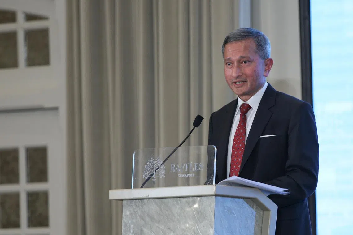 Foreign Minister Vivian Balakrishnan delivering remarks at the 2nd Next Step Global Conference on Nov 9, 2022.