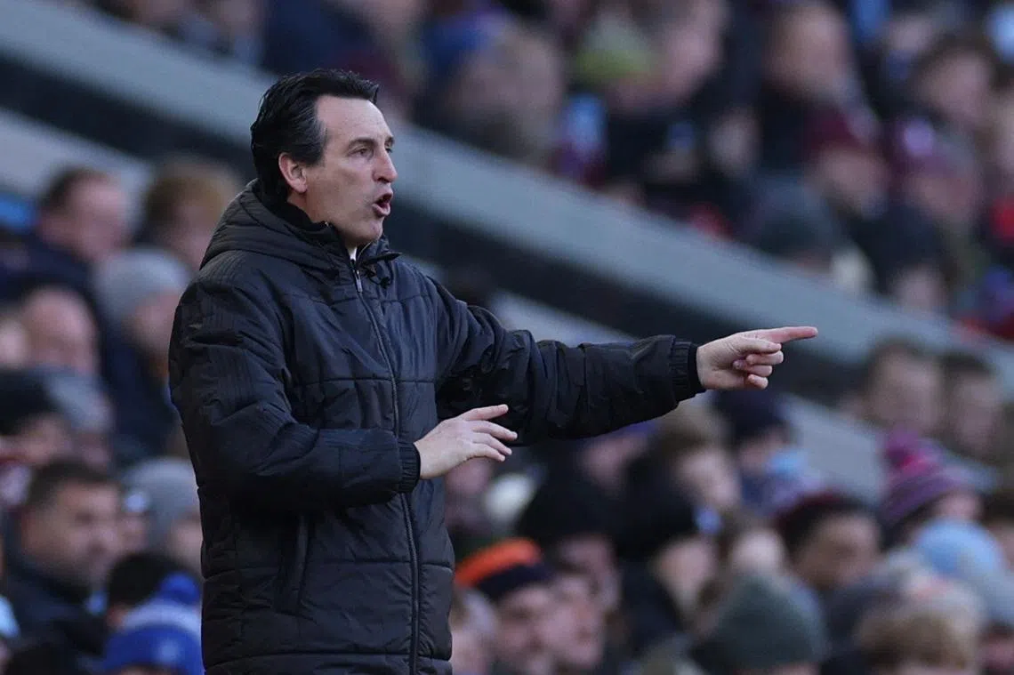Soccer Football - Premier League - Aston Villa v Nottingham Forest - Villa Park, Birmingham, Britain - January 3, 2026 Aston Villa manager Unai Emery reacts REUTERS/Ian Walton