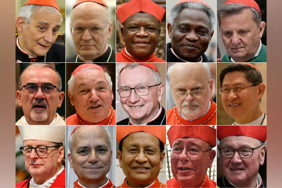 Cardinals who are tipped to succeed Pope Francis include the Vatican’s chief diplomat Pietro Parolin (centre), who was Pope Francis’ No. 2 during much of his papacy.
