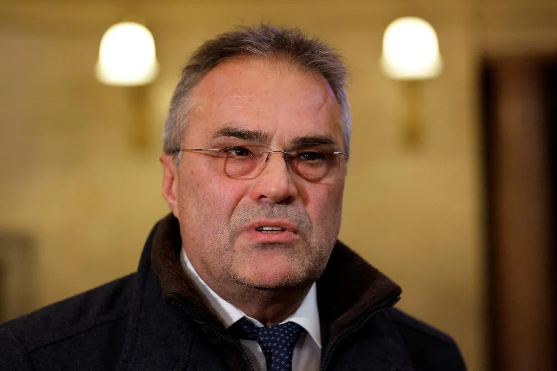 FILE PHOTO: Former domestic intelligence official Egisto Ott looks on in a courtroom, where he is accused of having passed confidential information, in Vienna, Austria, November 8, 2024. REUTERS/Lisa Leutner/File Photo