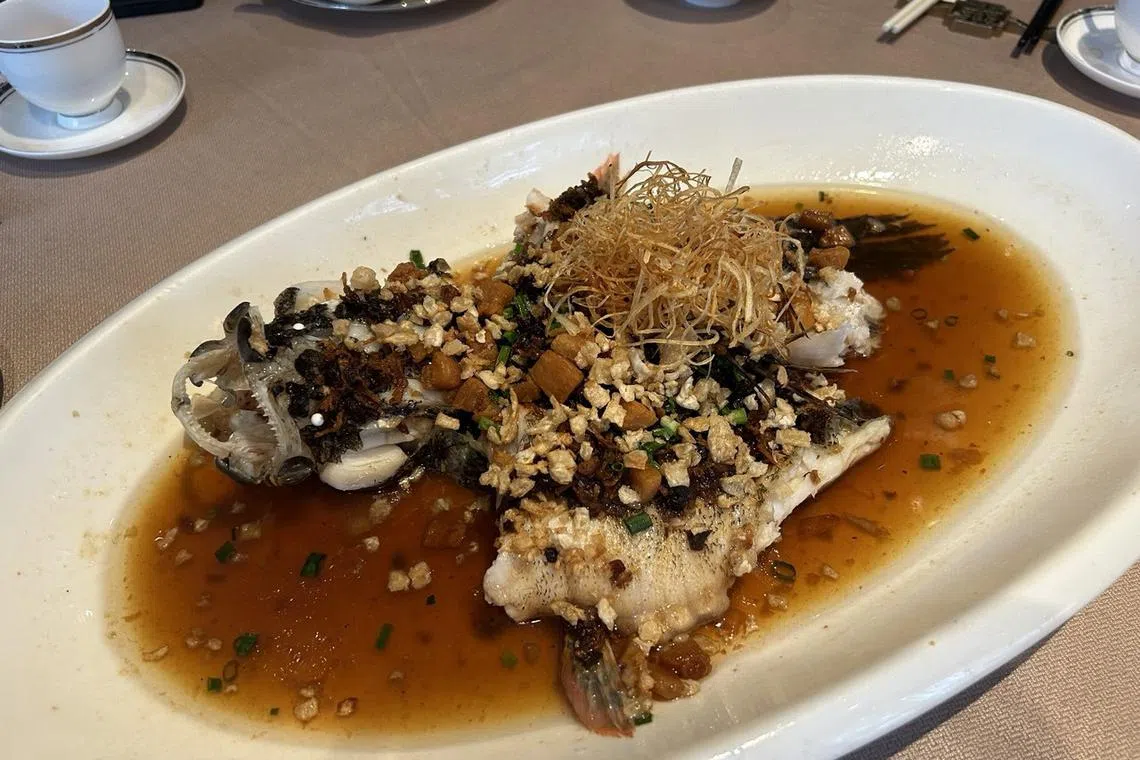 Steamed Marble Goby with Aged Preserved Turnip.