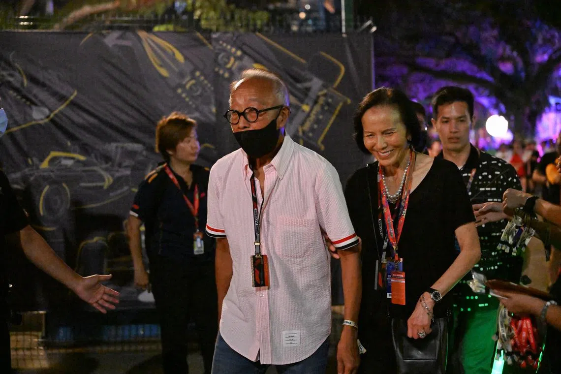 Mr Ong Beng Seng and his wife Christina Ong heading to watch the Robbie Williams concert at The Padang on Sep 17.