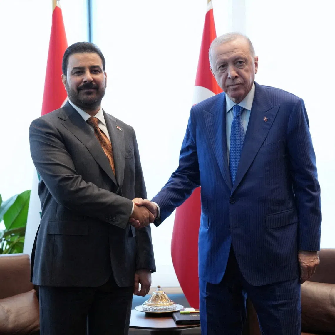 Iraqi Prime Minister Ali al-Zaidi meets with Turkey's President Recep Tayyip Erdogan in New York City, US, September 23, 2026. Iraqi Prime Minister's Media Office/Handout via REUTERS