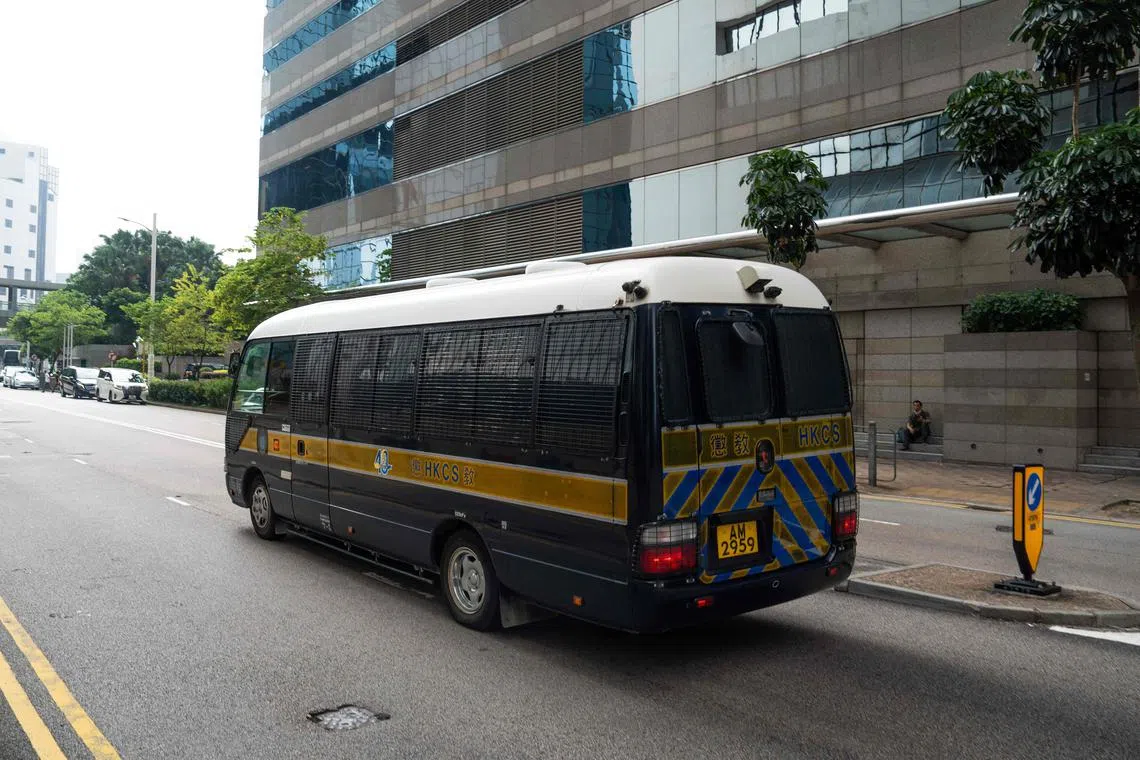 A prison van leaving a district court in Hong Kong. The city’s jails had 2,751 people in custody pending trial as of Sept 30.