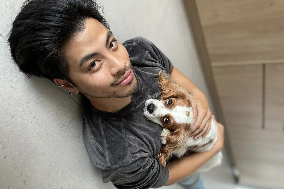 Actor-singer Benjamin Kheng with his dog, Bailey. 
