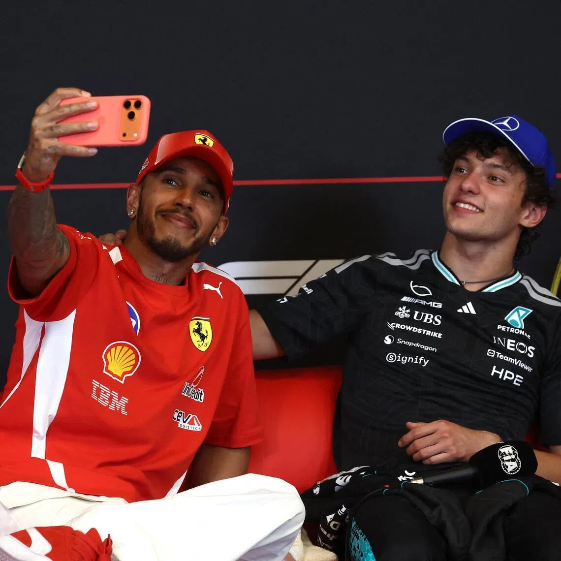 Formula One F1 - Monaco Grand Prix - Circuit de Monaco, Monaco - June 7, 2026
Mercedes' Andrea Kimi Antonelli celebrates after winning the Monaco Grand Prix with second placed Ferrari's Lewis Hamilton REUTERS/Jakub Porzycki