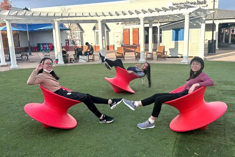 New Ke Yue (right), 19, with her former classmates from River Valley High School in December 2023, at the Tanger Outlets in Pennsylvania, during the school’s two-week bi-cultural studies programme in the United States.