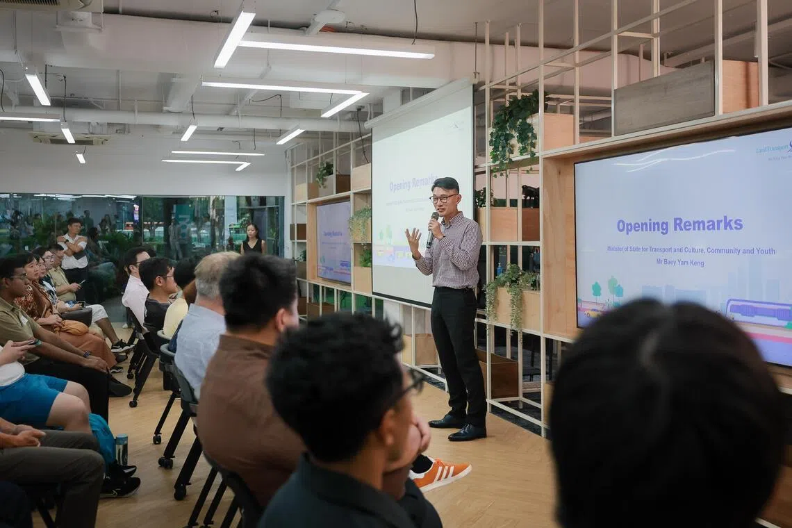 Minister of State for Transport Baey Yam Keng speaking at a focus group discussion held by the Land Transport Authority on Jan 23.