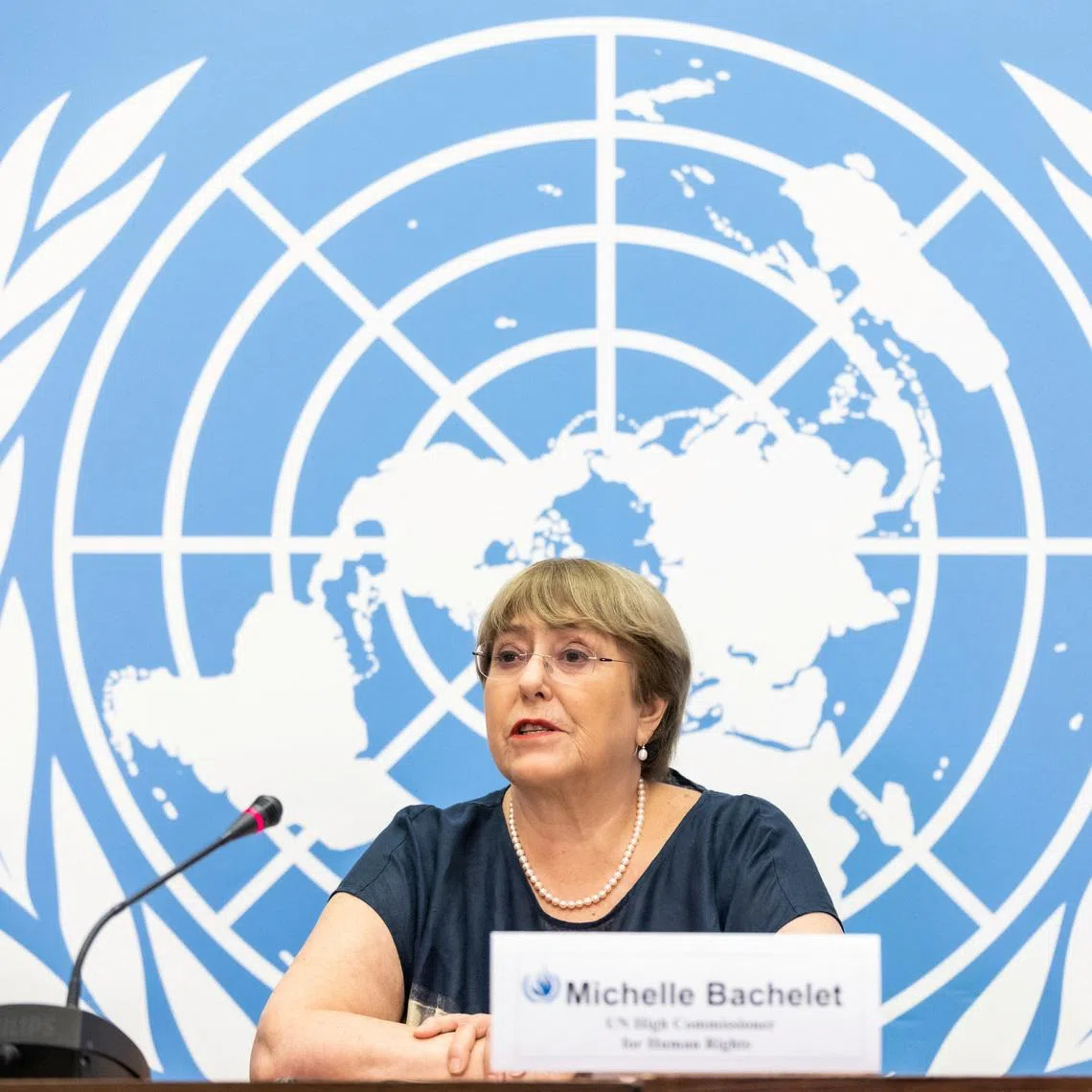 File Photo: The United Nations High Commissioner for Human Rights Michelle Bachelet attends her final news conference before the end of her mandate at the U.N. in Geneva, Switzerland, August 25, 2022. REUTERS/Pierre Albouy/File Photo