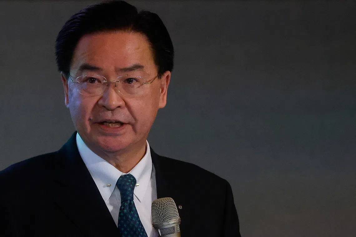 Taiwan Foreign Minister Joseph Wu speaks at a news conference in Taipei, Taiwan January 9, 2024. REUTERS/Ann Wang
