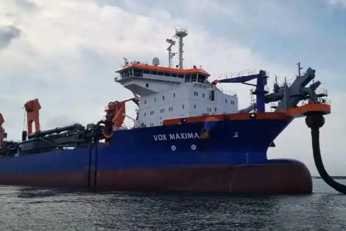 The incident involved a Netherlands-flagged dredging boat Vox Maxima (pictured), and the Singapore-flagged bunker vessel Marine Honour, which was stationary.
