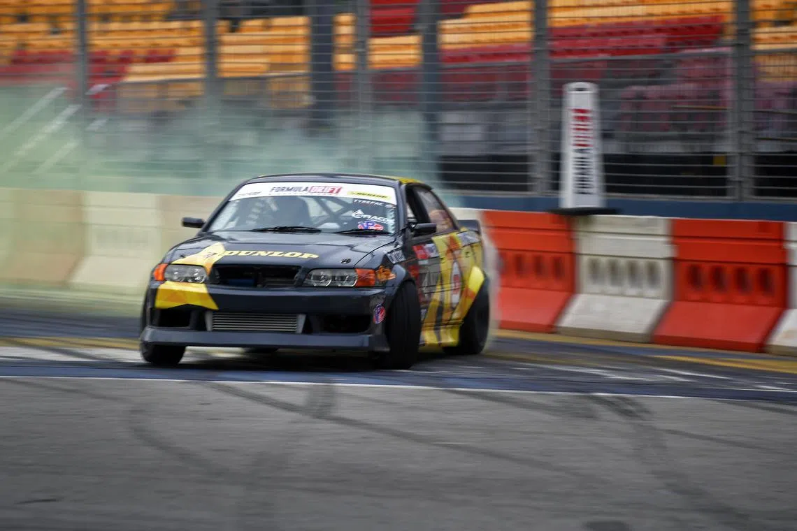 Japanese Formula Drift driver Kenshiro Gushi during a demonstration held on 25 August 2017.