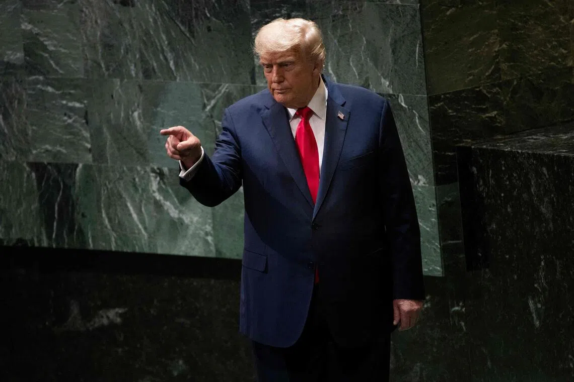 US President Donald Trump's addresses the 80th United Nations General Assembly, in New York City, on Sept 23.