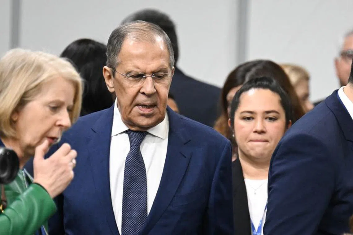 FILE PHOTO: Russia's Foreign Minister Sergei Lavrov attends a OSCE Ministerial Council in Skopje, North Macedonia, November 30, 2023. Sebastian Gollnow/Pool via REUTERS/File Photo
