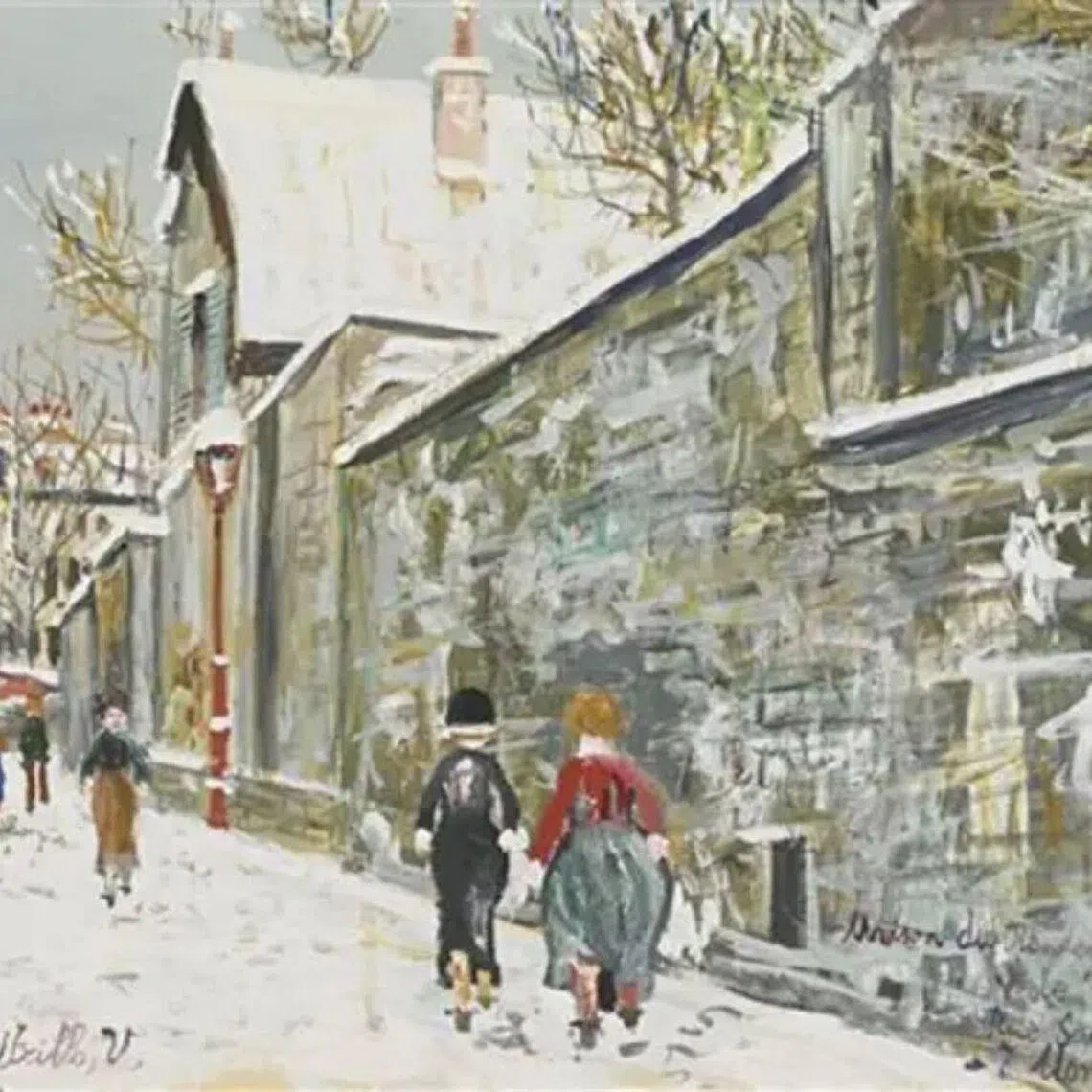 Maurice Utrillo’s Maison de rendez-vous de chasse de Henri IV, Rue St. Vincent, Montmartre (1934), one of the four artworks recovered.