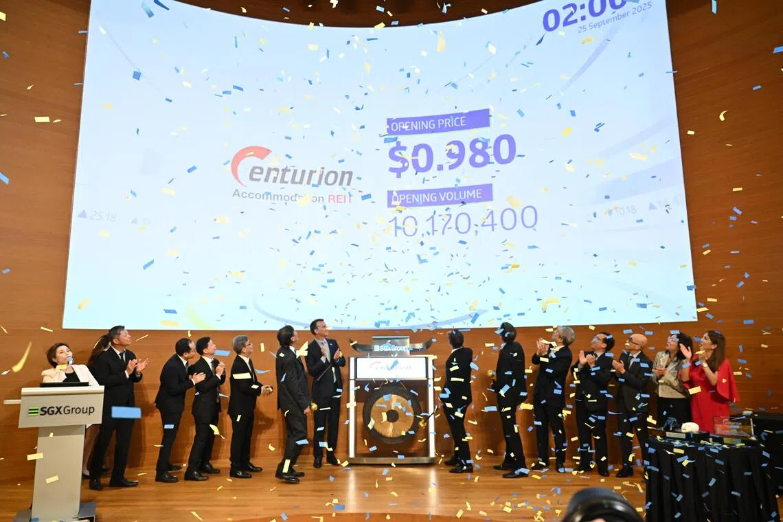 The Centurion Accommodation Reit listing on the SGX. It was one of nine new listings in the July-September quarter, raising over $2.2 billion. 