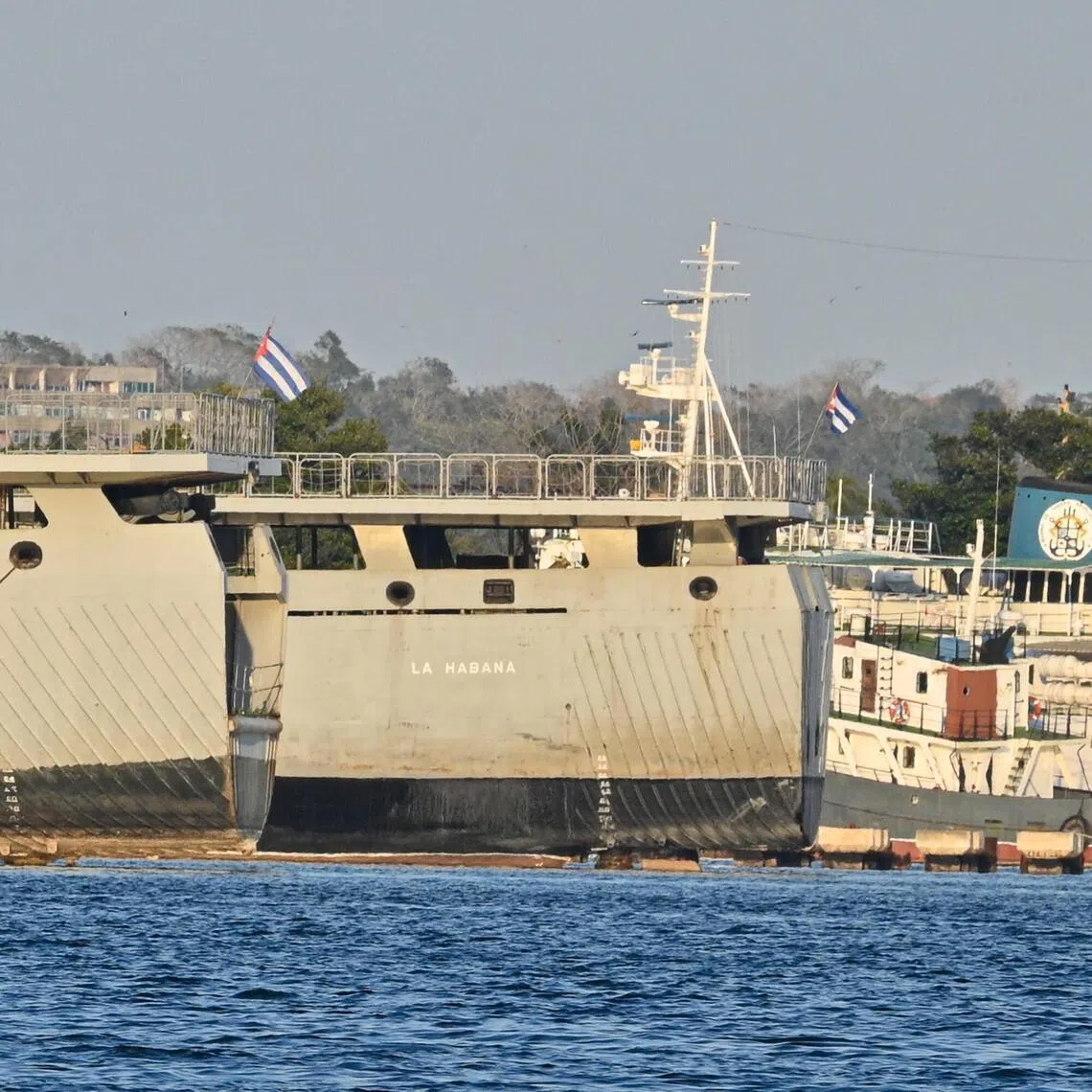 Cuban Coast Guard ships docked at the port of Havana on Feb 25.