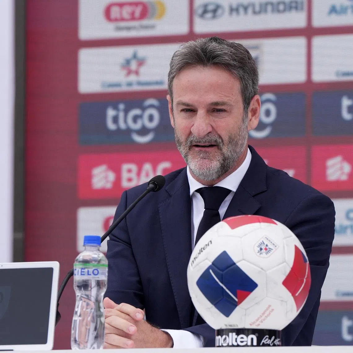Panama coach Thomas Christiansen during the squad announcement, Soccer Football, FIFA World Cup 2026, CAR Pandeportes, Panama City, Panama, May 26, 2026. REUTERS/Enea Lebrun
