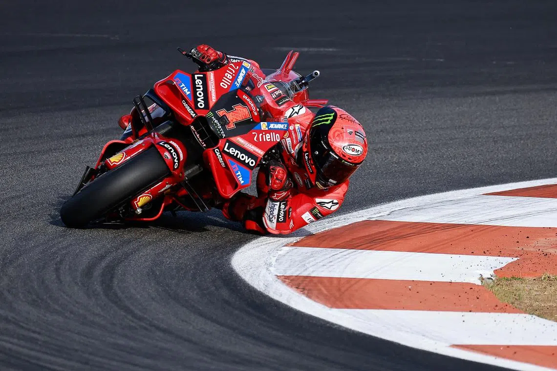 Ducati Italian rider Francesco Bagnaia competing in the MotoGP Valencia Grand Prix at the Ricardo Tormo racetrack in Cheste, on Nov 26, 2023. 