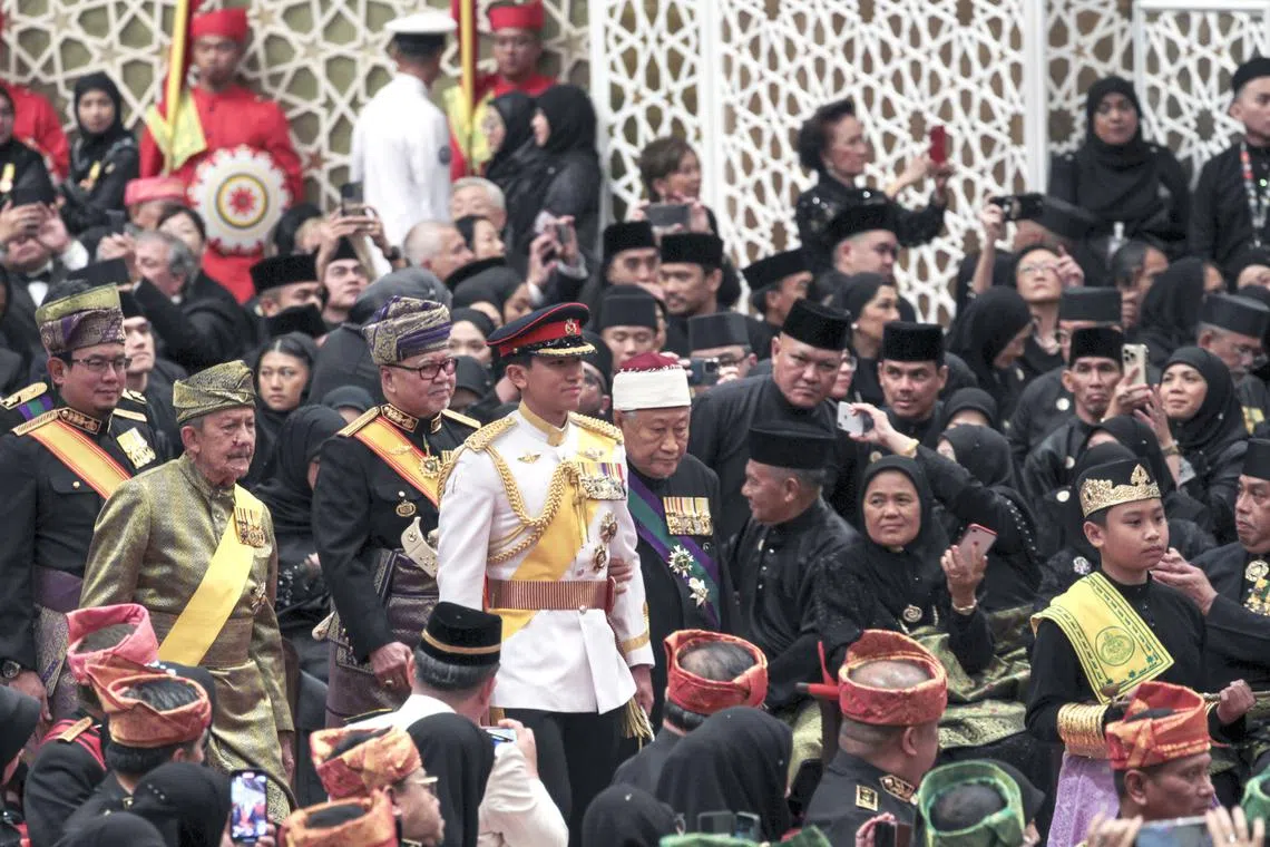 Brunei's Prince Abdul Mateen entering the royal throne hall at Istana Nurul Iman, in Bandar Seri Begawan, Brunei, on Jan 14, 2024. 