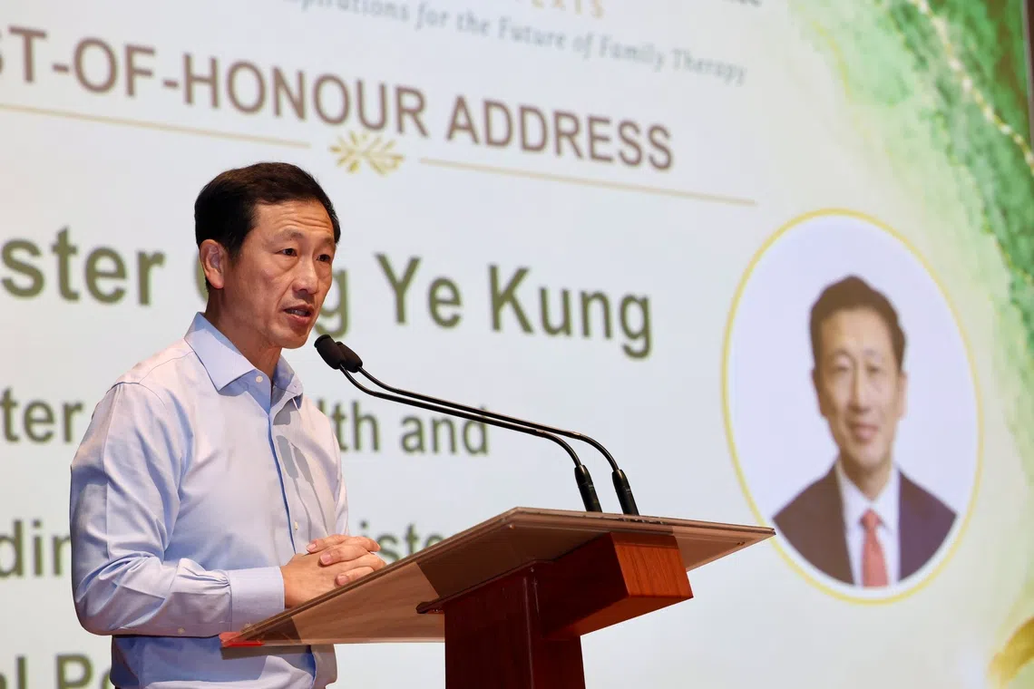 Image 13: Minister for Health Ong Ye Kung speaking at the Singapore Systemic Family Therapy Conference at the Singapore University of Social Sciences on Oct 22.