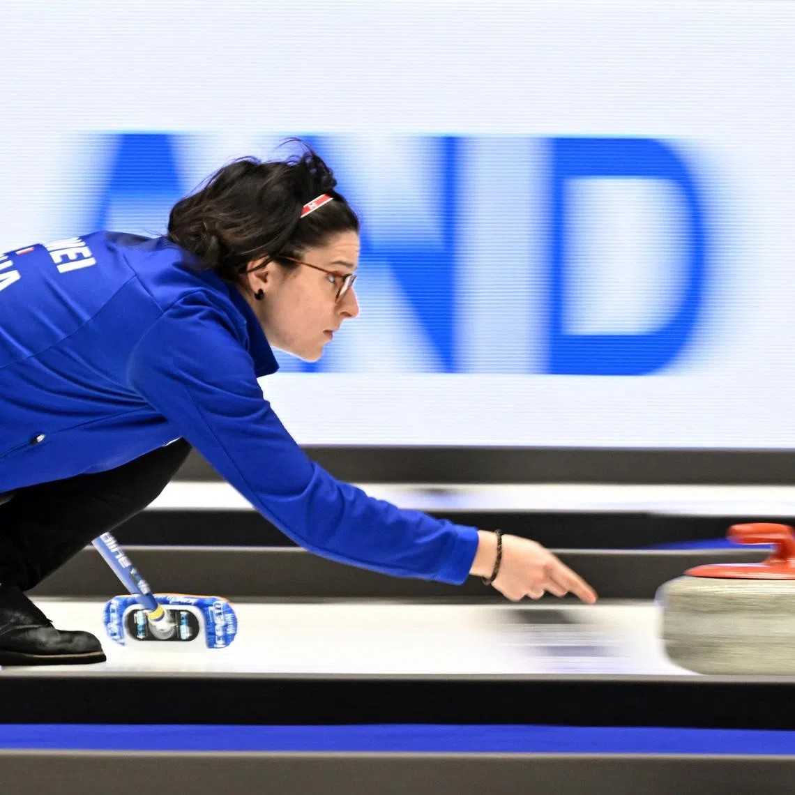 FILE PHOTO: Curling - Women's Curling Championship - Sweden v Italy - Goransson Arena, Sandviken, Sweden - March 25, 2023 Italy's Angela Romei in action   Jonas Ekstromer/TT News Agency via REUTERS/File Photo