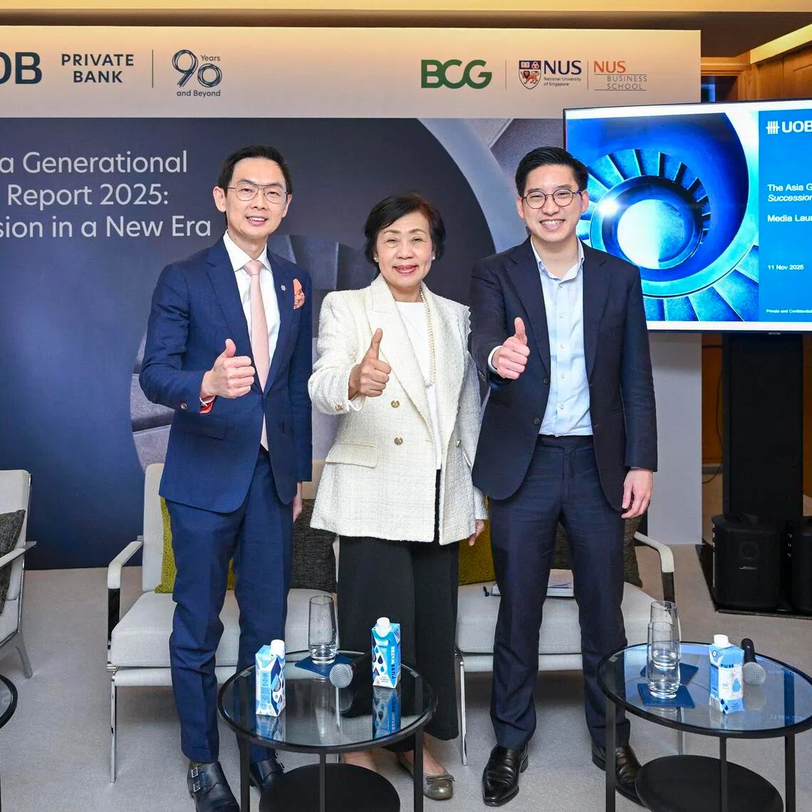 Panelists (from left) Mr Chew Mun Yew, Head of UOB Private Bank; Associate Professor Yupana Wiwattanakantang, NUS Business School; and Mr Ernest Saudjana, senior partner at Boston Consulting Group, at the launch of White Paper “The Asia Generational Wealth Report 2025: Succession in a new era”.