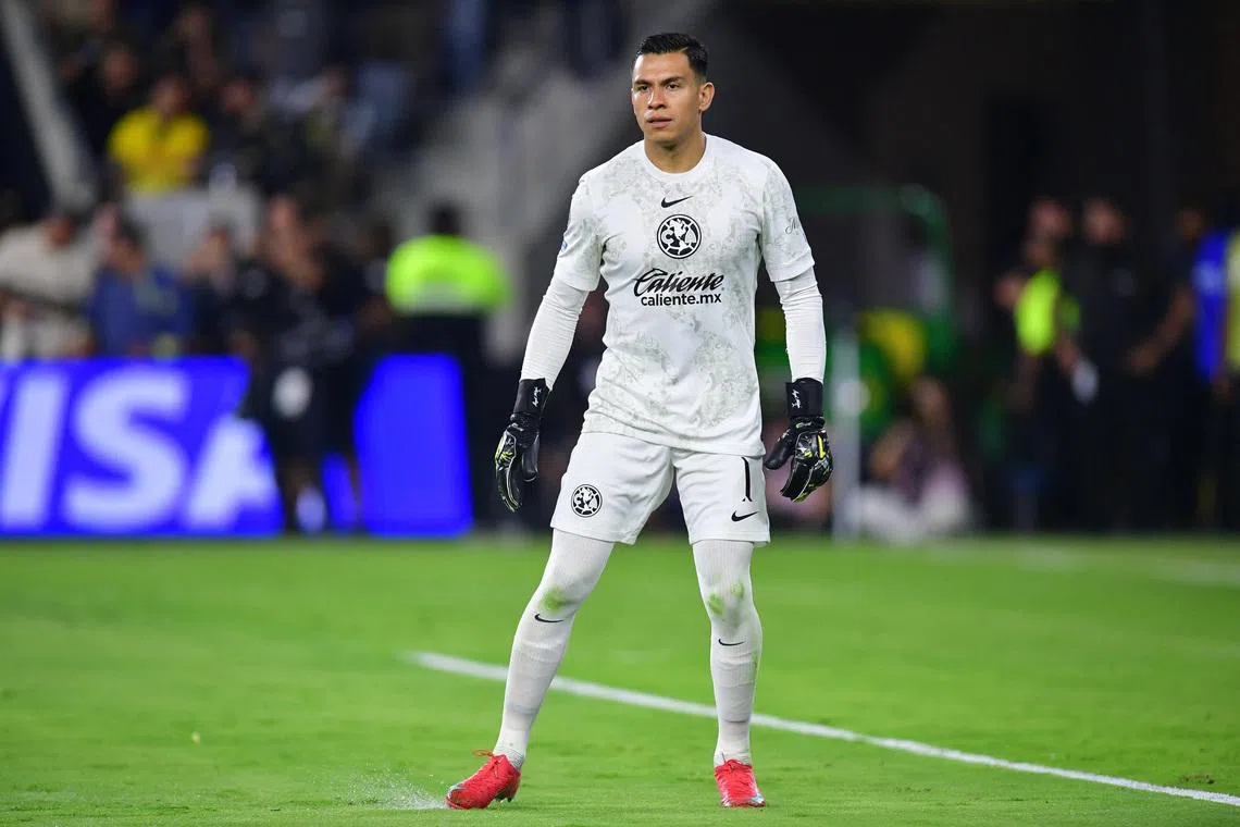 FILE PHOTO: May 31, 2025; Los Angeles, California, USA; Club America goalkeeper Luis Malagon (1) looks on in the second half against LAFC during a playoff match of the 2025 FIFA Club World Cup at BMO Stadium. Mandatory Credit: Gary A. Vasquez-Imagn Images/ File Photo