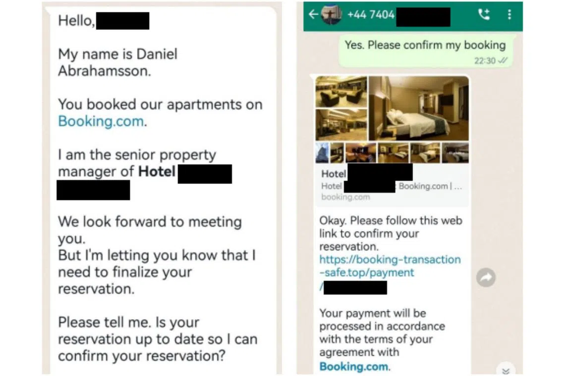 Victims who made room reservations via Booking.com would receive a call or WhatsApp message from scammers posing as hotel representatives.